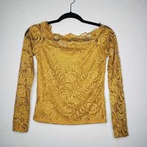 Ambiance Tops - Ambiance Lace Blouse Gold Size M Ambiance Tops - Ambiance Lace Blouse Gold Size M